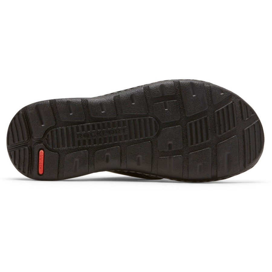 Rockport Darwyn Cross Band Slide Sandal Svart Skinn Ii