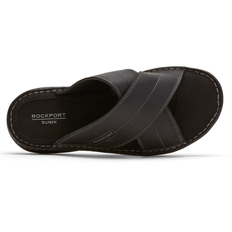 Rockport Darwyn Cross Band Slide Sandal Svart Skinn Ii