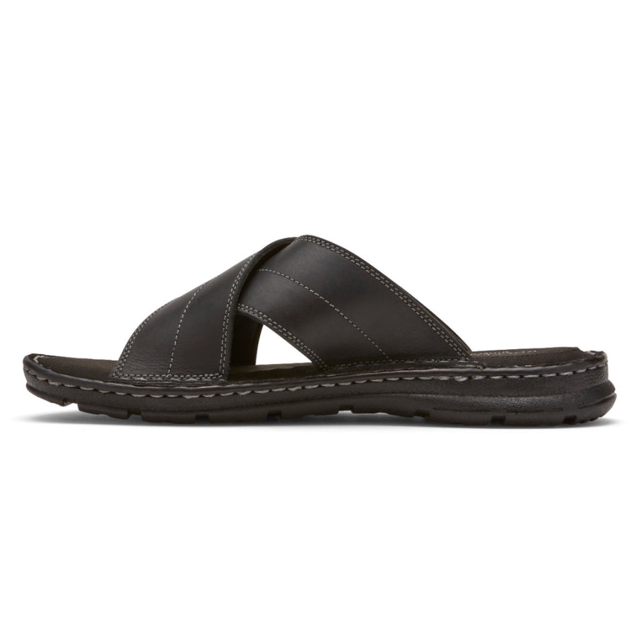 Rockport Darwyn Cross Band Slide Sandal Svart Skinn Ii