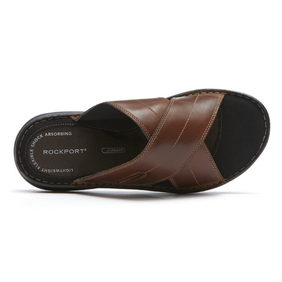 Rockport Darwyn Cross Band Slide Sandal Coach Brun Lea