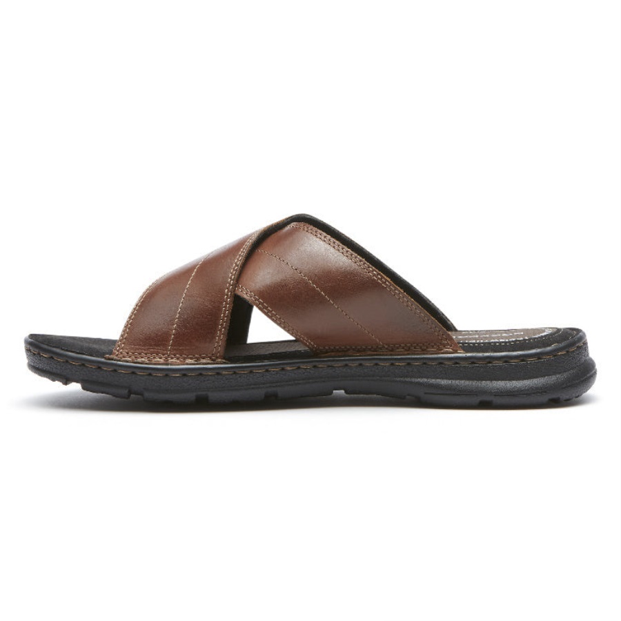 Rockport Darwyn Cross Band Slide Sandal Coach Brun Lea