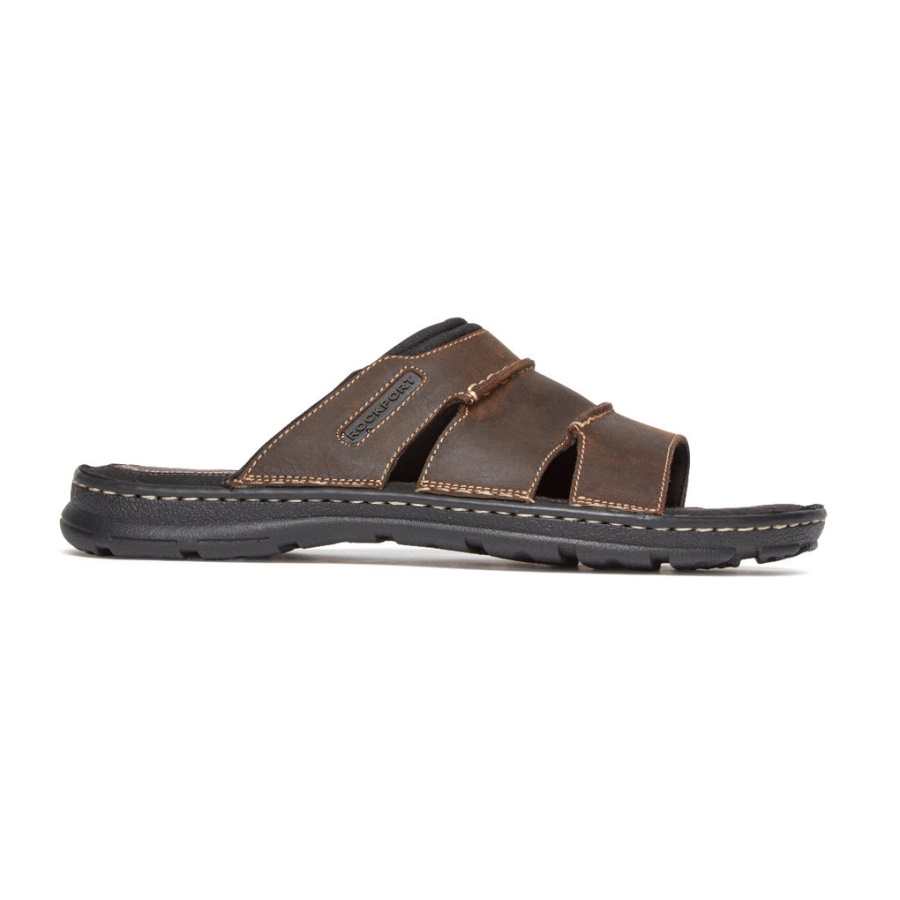 Rockport Darwyn Slide Sandal Brun Ii Lea