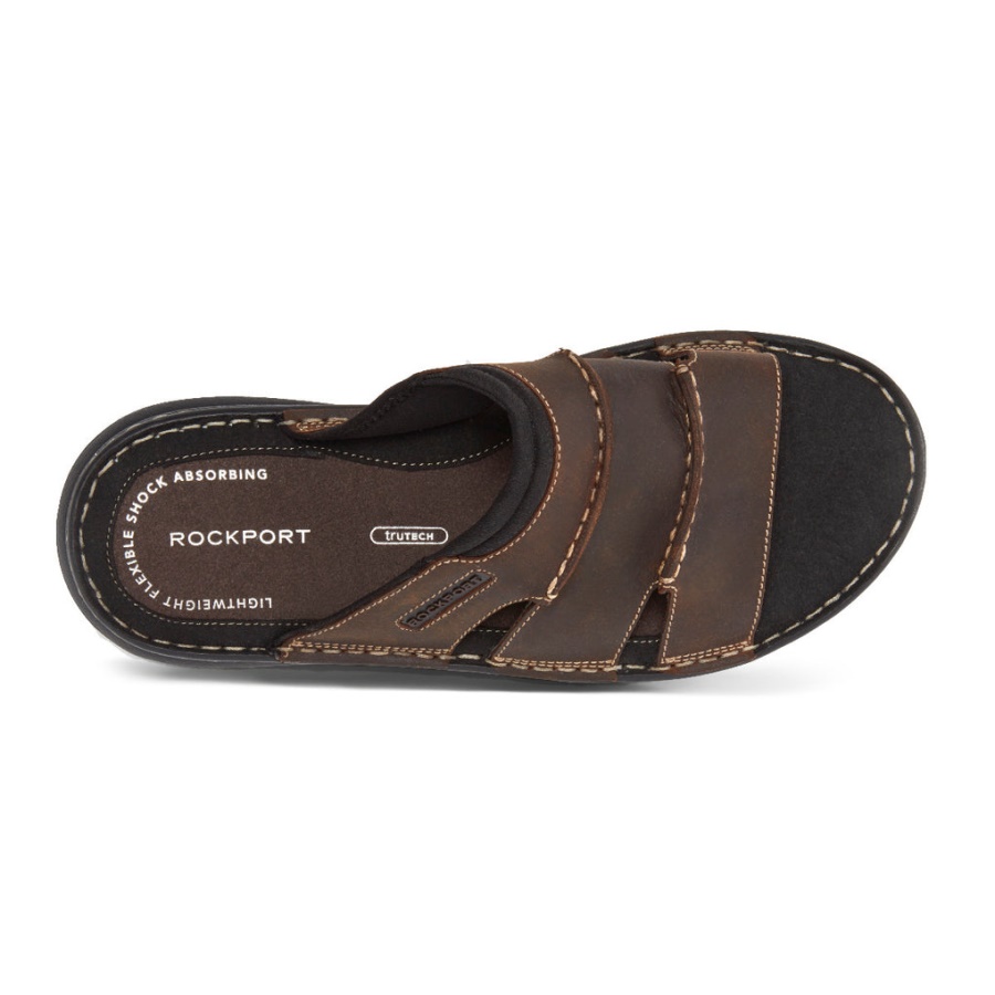Rockport Darwyn Slide Sandal Brun Ii Lea