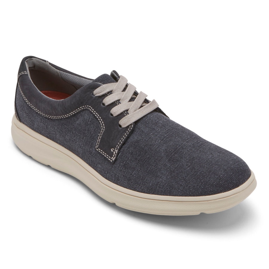 Rockport Menns Beck Med Vanlig Tå 4-øyet Oxford Marineblå Canvas Nubuck