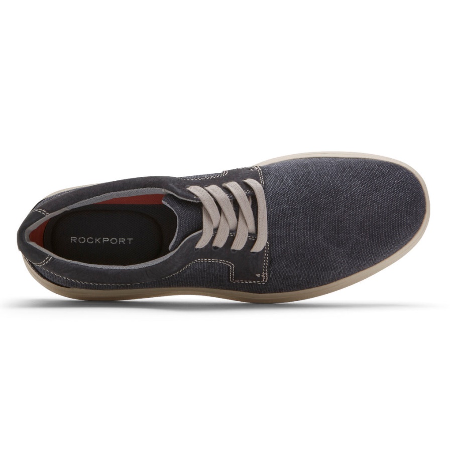 Rockport Menns Beck Med Vanlig Tå 4-øyet Oxford Marineblå Canvas Nubuck