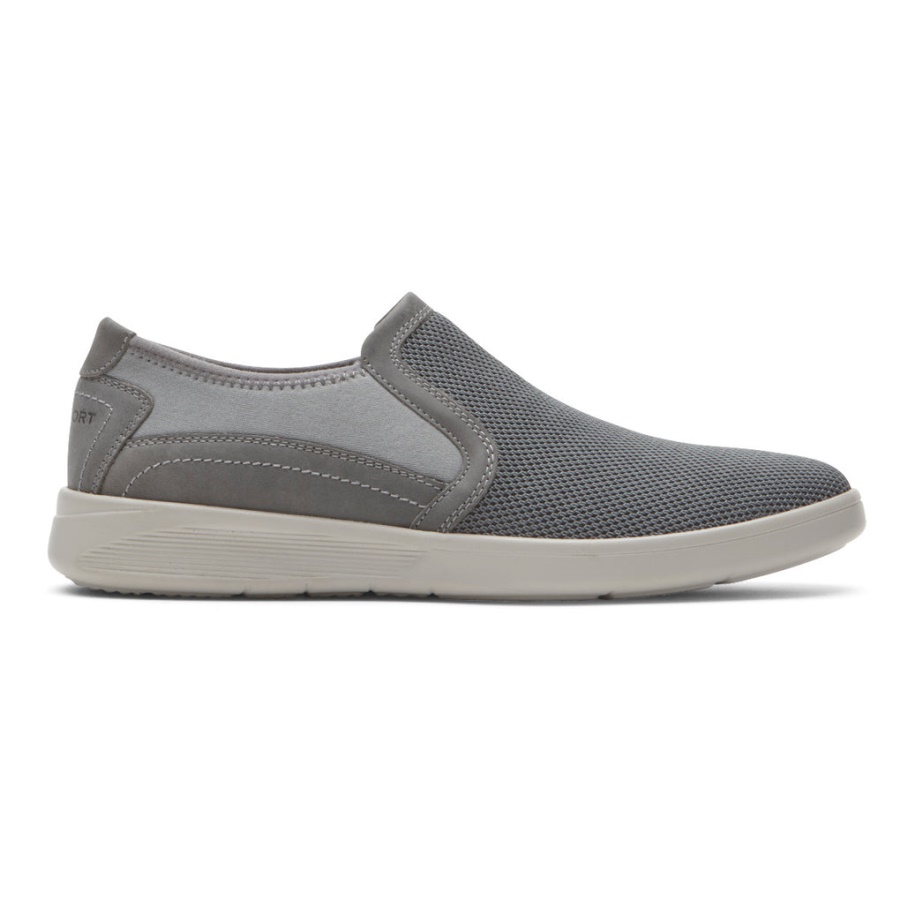 Rockport Menns Caldwell Twin Gore Slip-on Grå Nettingskinn
