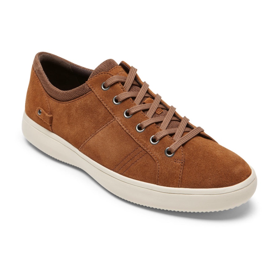 Rockport Menns Colle Tie Sneaker Tan Semsket Skinn