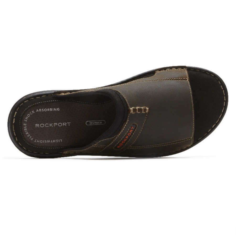 Rockport Menns Darwyn 2 Slide Sandal Brun Ii Lea