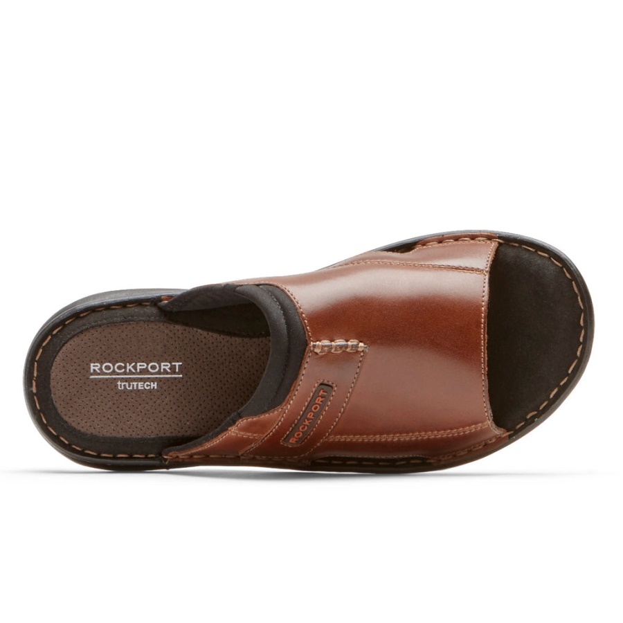 Rockport Menns Darwyn 2 Slides Sandal Coach Brun