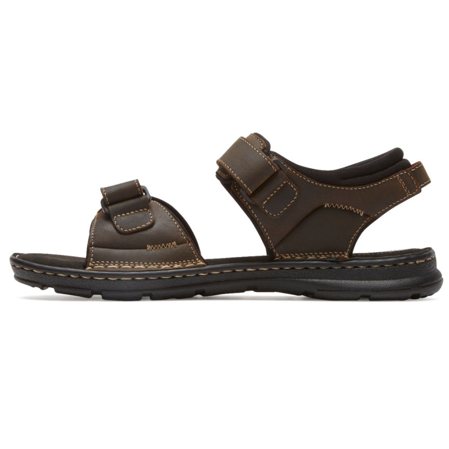 Rockport Menns Darwyn Kvartstrop Sandal Brun Ii Skinn