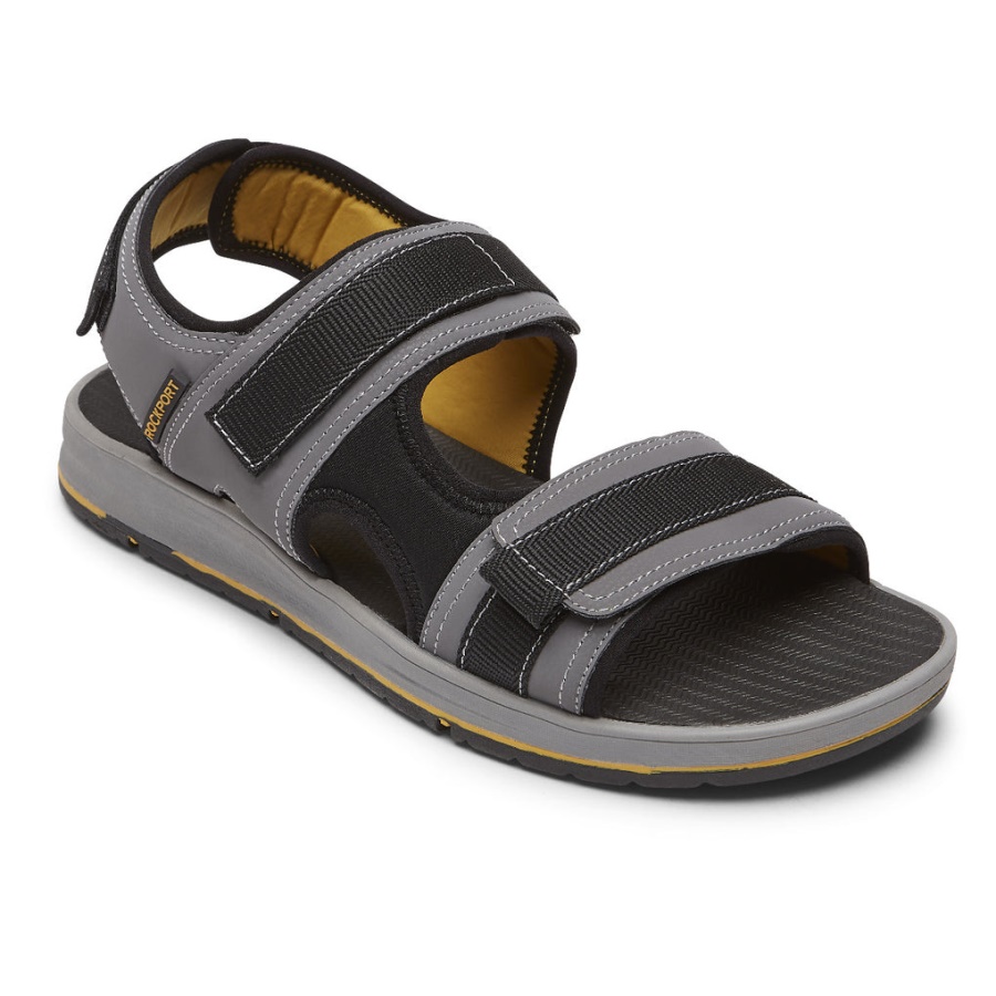 Rockport Herre Lucky Bay Sport 3 Stropper Sandal Grå