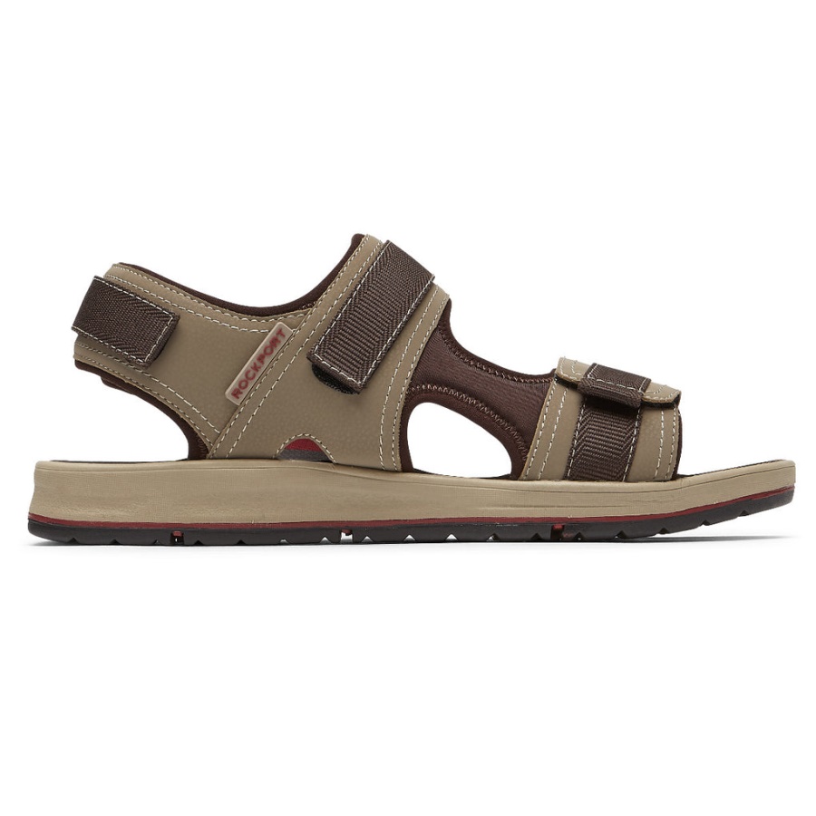 Rockport Men's Lucky Bay Sport 3-stropper Sandal Tan