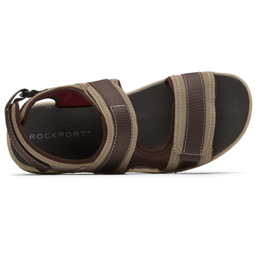 Rockport Men's Lucky Bay Sport 3-stropper Sandal Tan