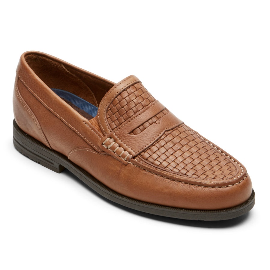 Rockport Menns Preston Penny Loafer Tan Vevd