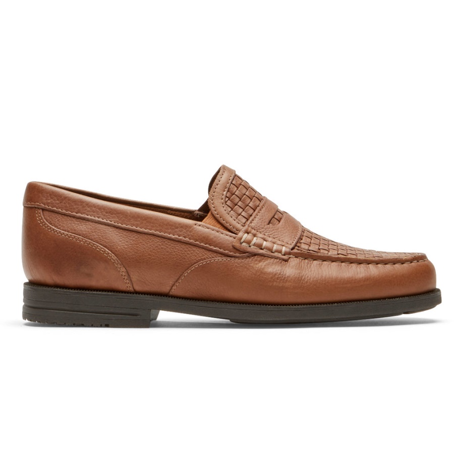 Rockport Menns Preston Penny Loafer Tan Vevd