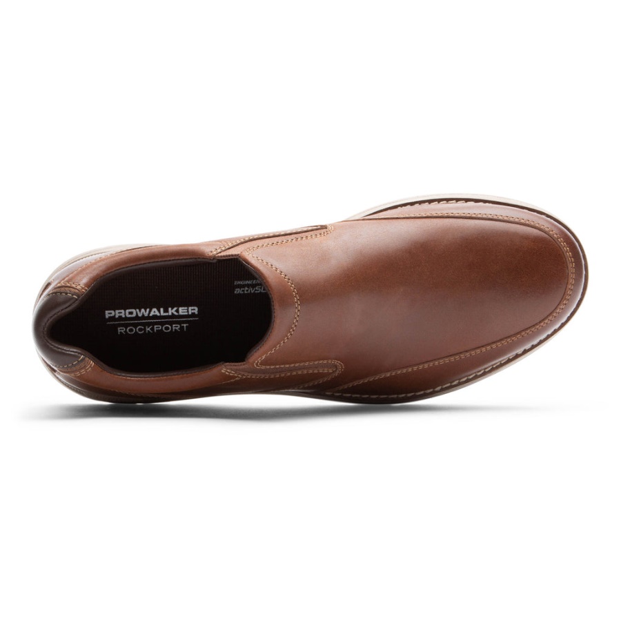 Rockport Menns Prowalker Neste Slip-on Sal Tan Lea