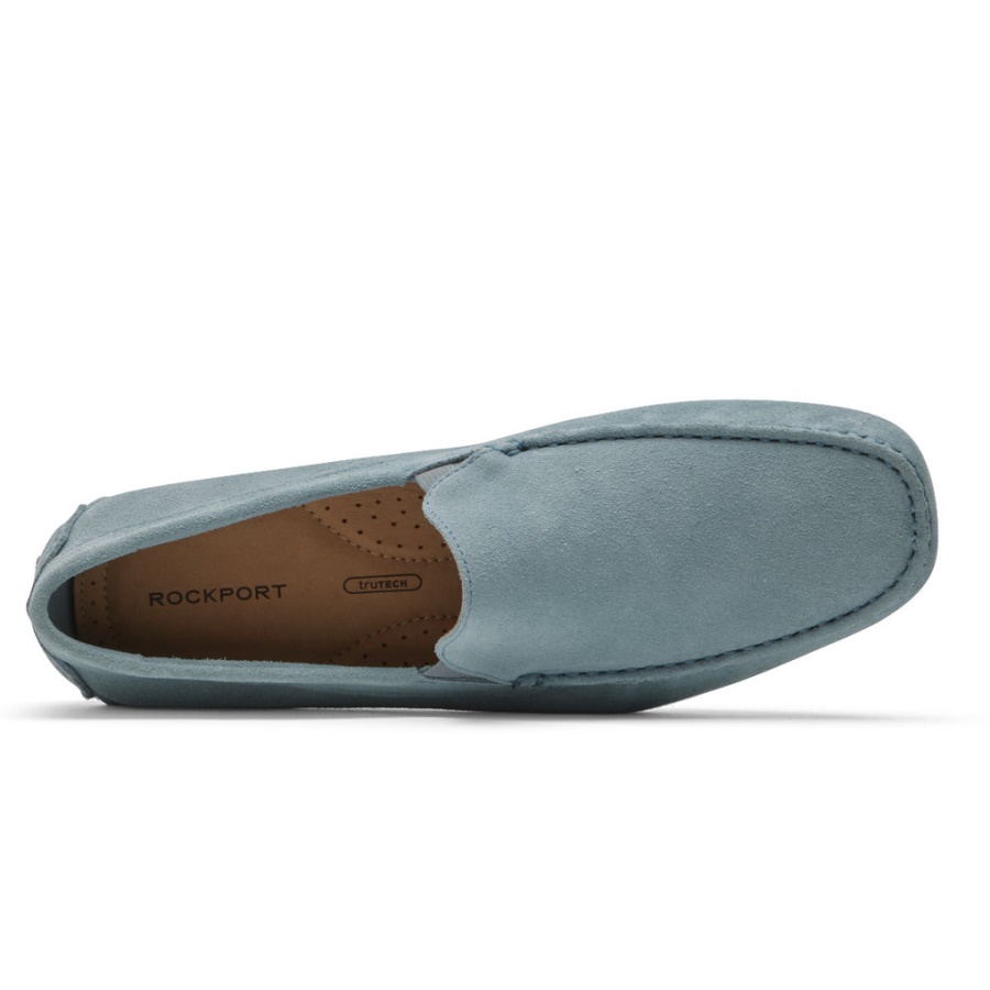 Rockport Herre Rhyder Venetiansk Loafer Lyseblå Semsket Skinn