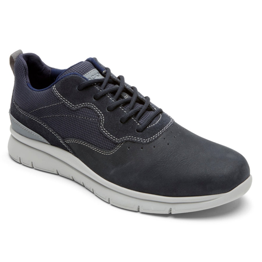 Rockport Menns Stewart Sneaker Med Vanlig Tå, Marine Nubuck Semsket Mesh