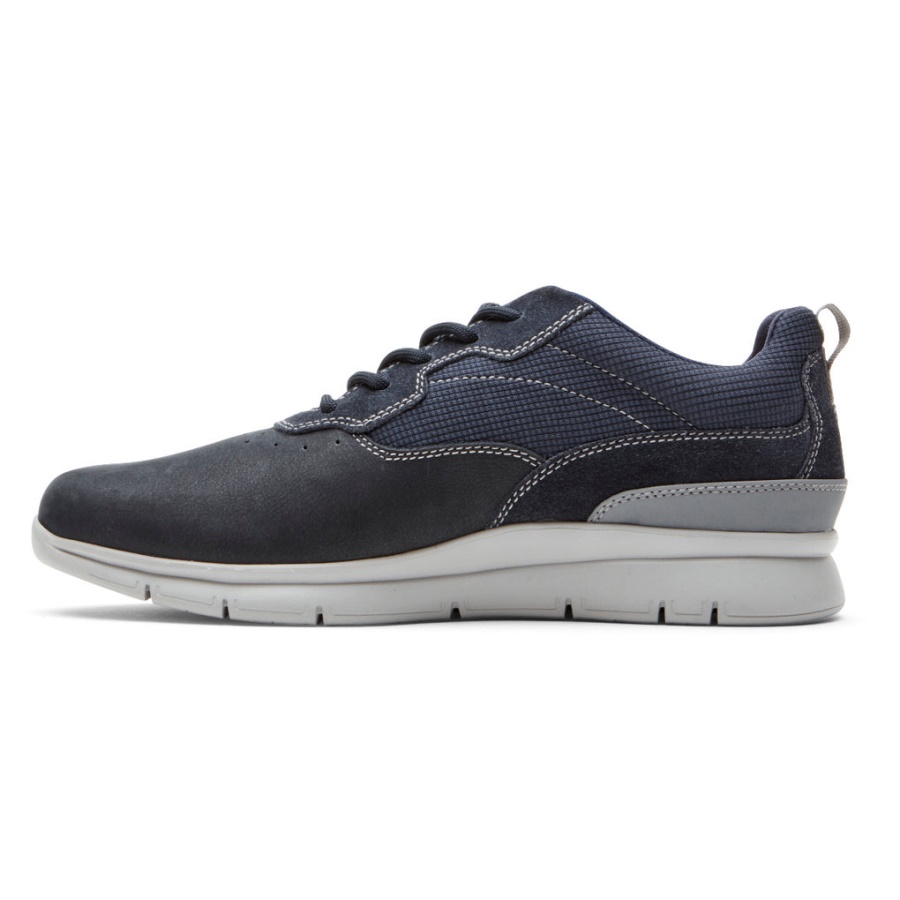 Rockport Menns Stewart Sneaker Med Vanlig Tå, Marine Nubuck Semsket Mesh