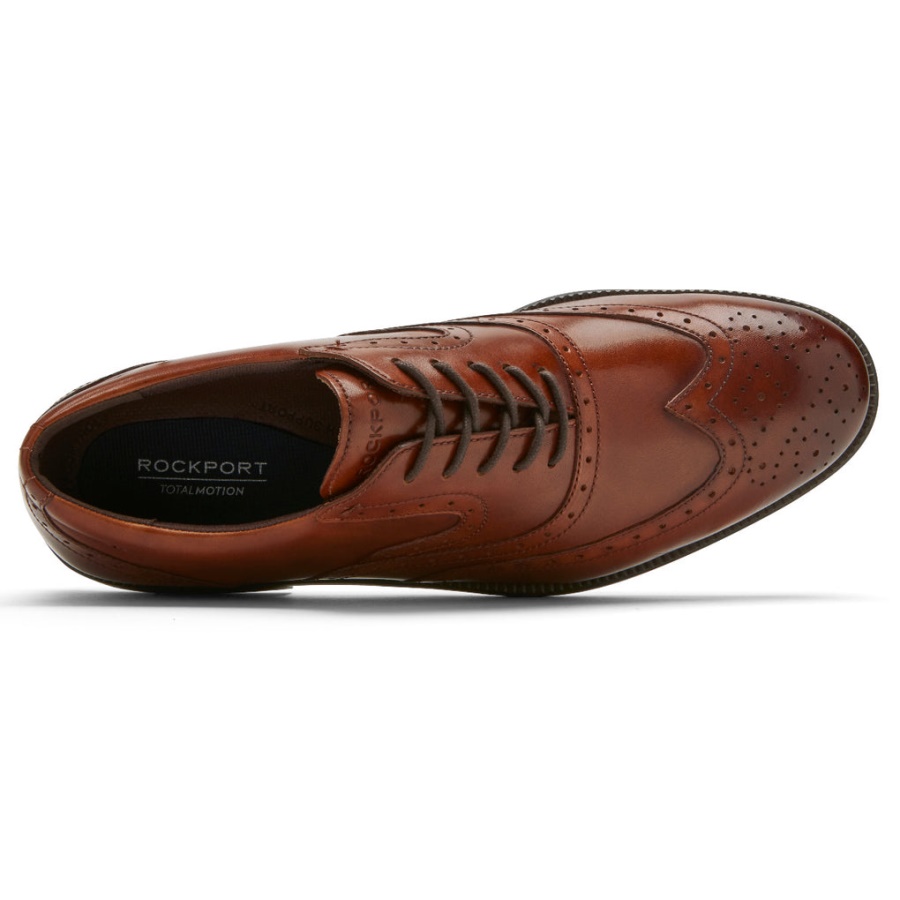 Rockport Menns Total Motion Dressport Vingetip Tan
