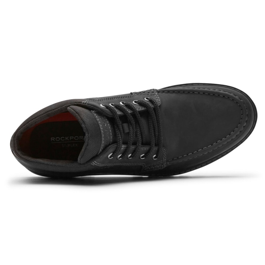 Rockport Menns Værklar Moc Boot-vanntett Svart Lea