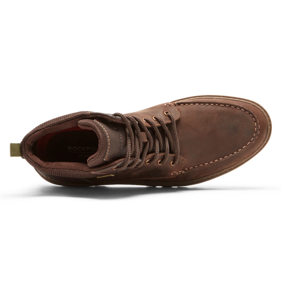 Rockport Menns Værklar Moc Toe Støvel-vanntett Java Skinn Semsket Skinn