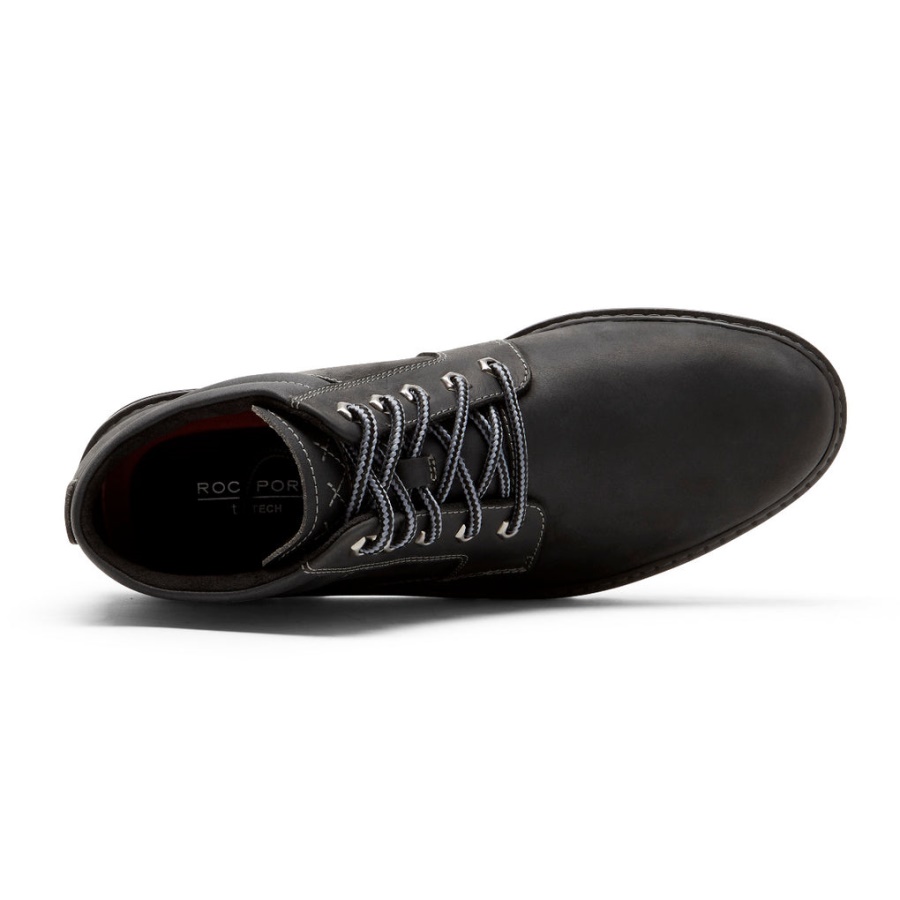 Rockport Menns Vær Eller Ikke Støvelvanntett Svart Skinn Semsket Skinn