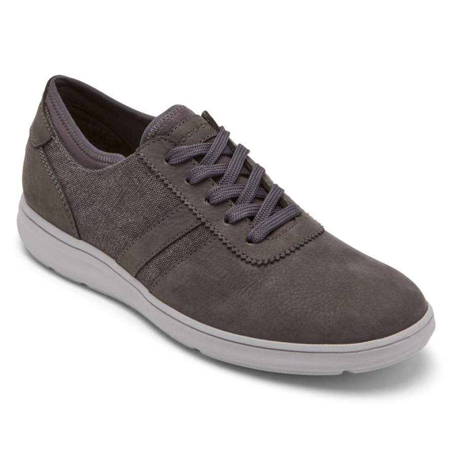 Rockport Menns Zaden 5-øye Ubal Sneaker Grå Nubuck Canvas