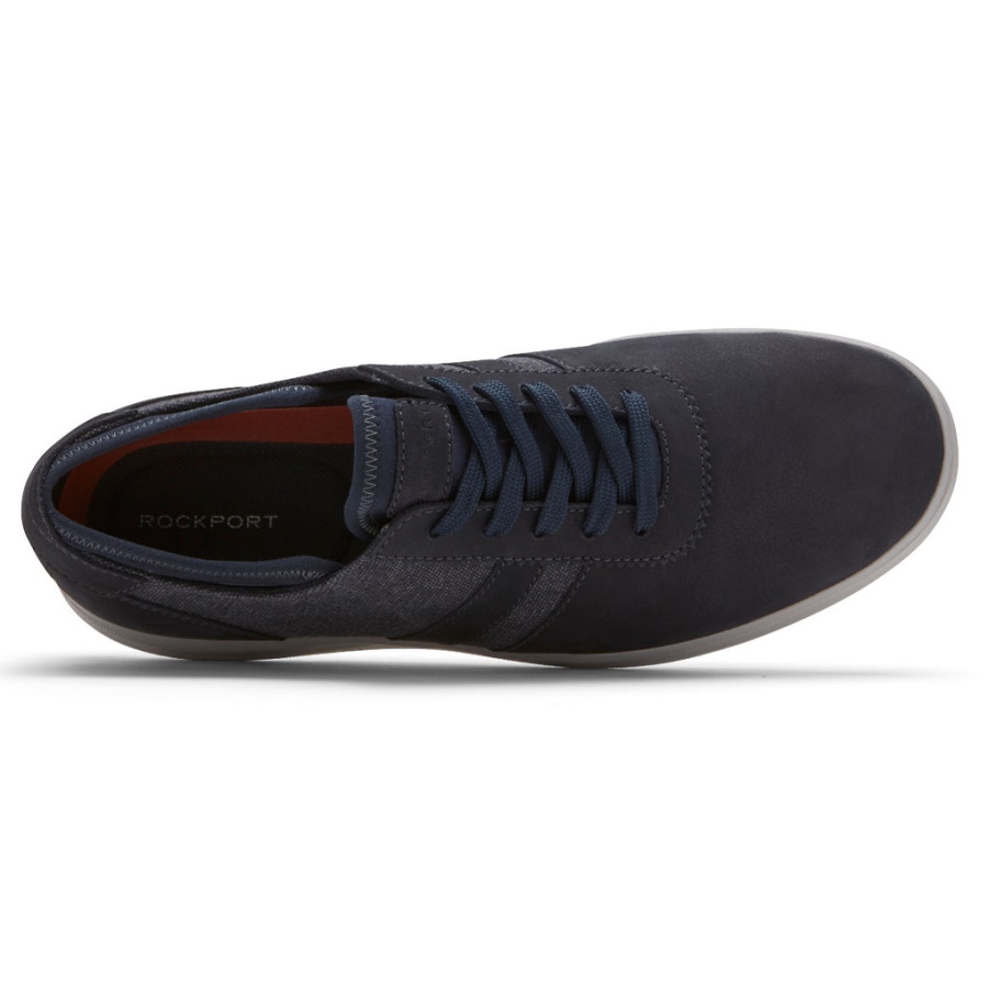Rockport Menns Zaden 5-øye Ubal Sneaker Ny Kjole Blues Nubuck Canvas