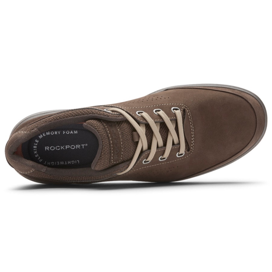 Rockport Menns Frø Oxford Sneaker Java Preget Nubuck Semsket Skinn