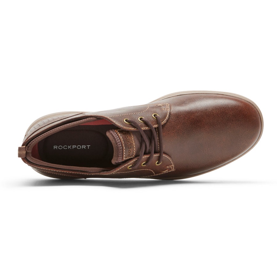 Rockport Menns Frø Vanlig Tå Oxford Sudan Brunt Skinn