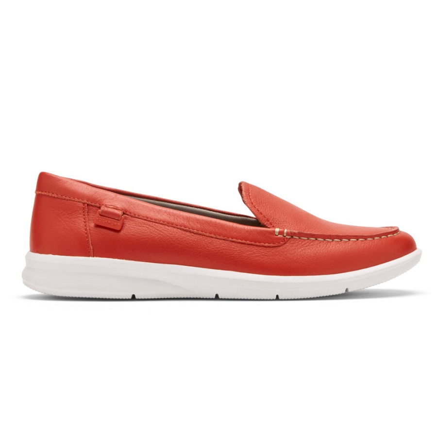 Rockport Dame Ayva Vaskbar Loafer Salsa Rødt Vaskbart Skinn