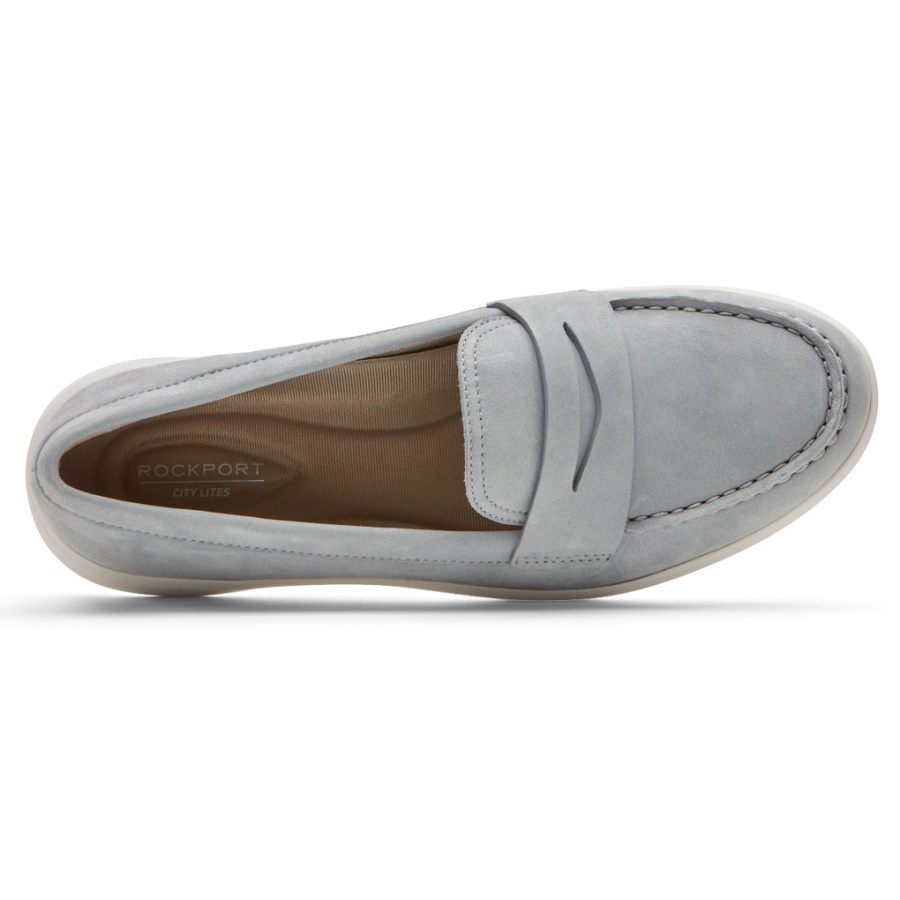 Rockport Dame Ayva Vaskbar Penny Loafer Blå Chambray