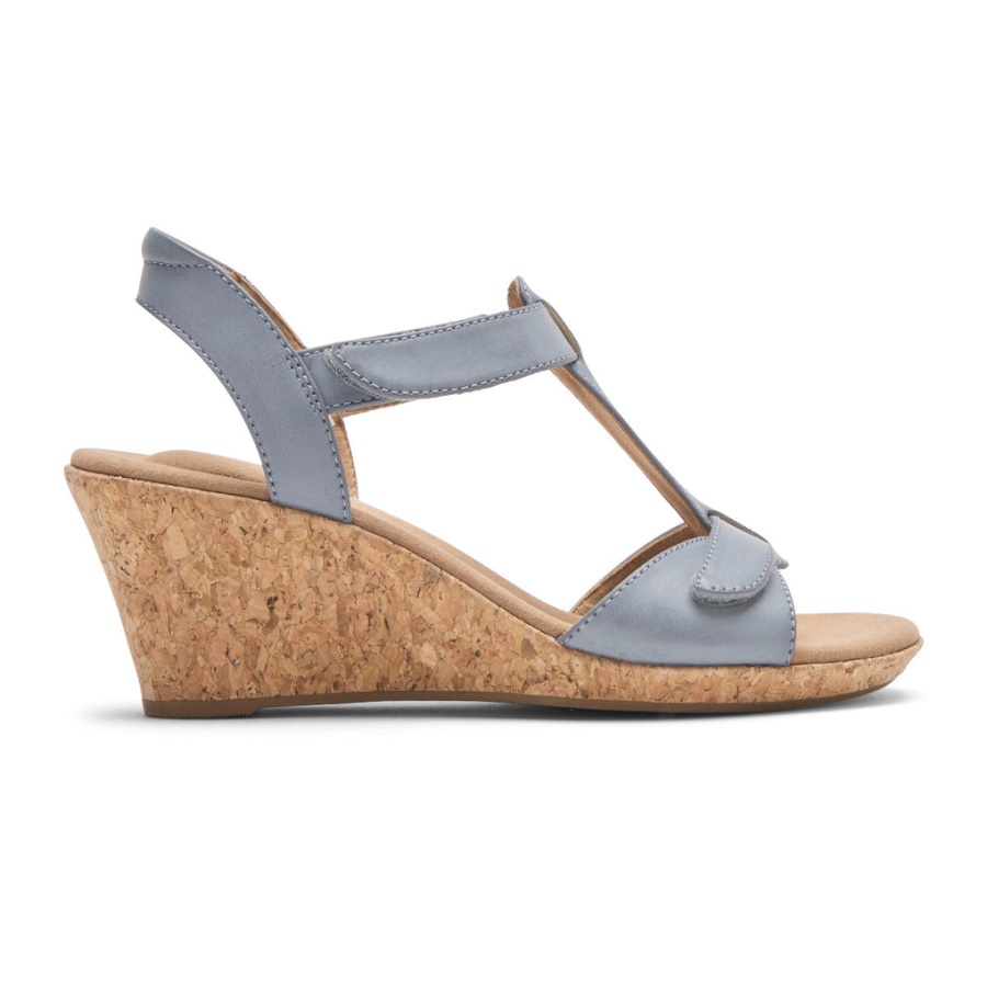Rockport Kvinners Blanca T-rem Sandal Blå Chambray