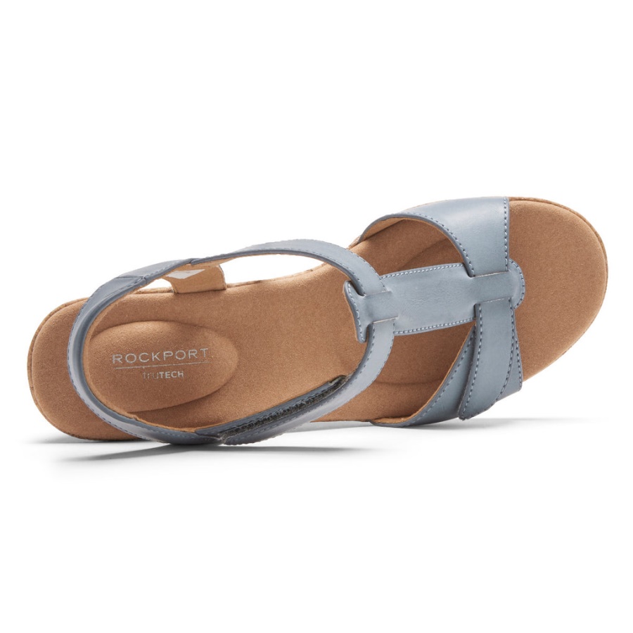 Rockport Kvinners Blanca T-rem Sandal Blå Chambray