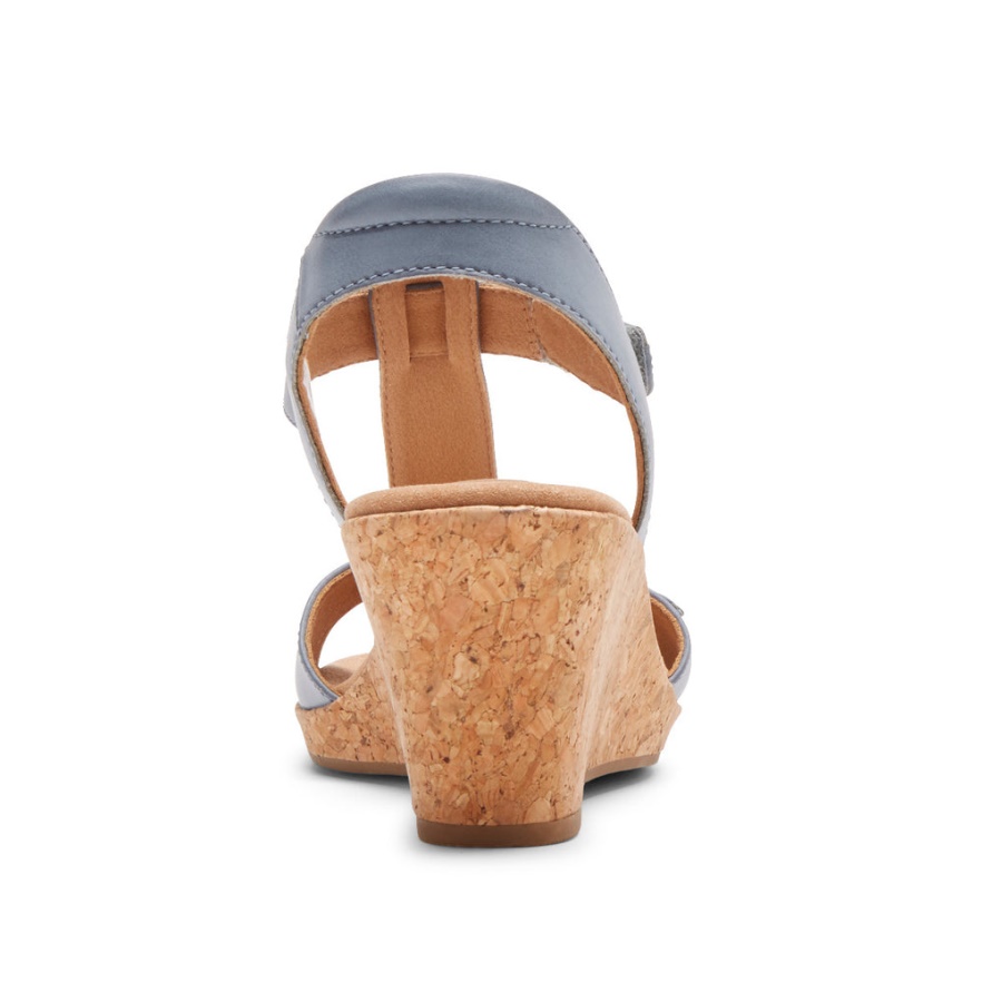 Rockport Kvinners Blanca T-rem Sandal Blå Chambray