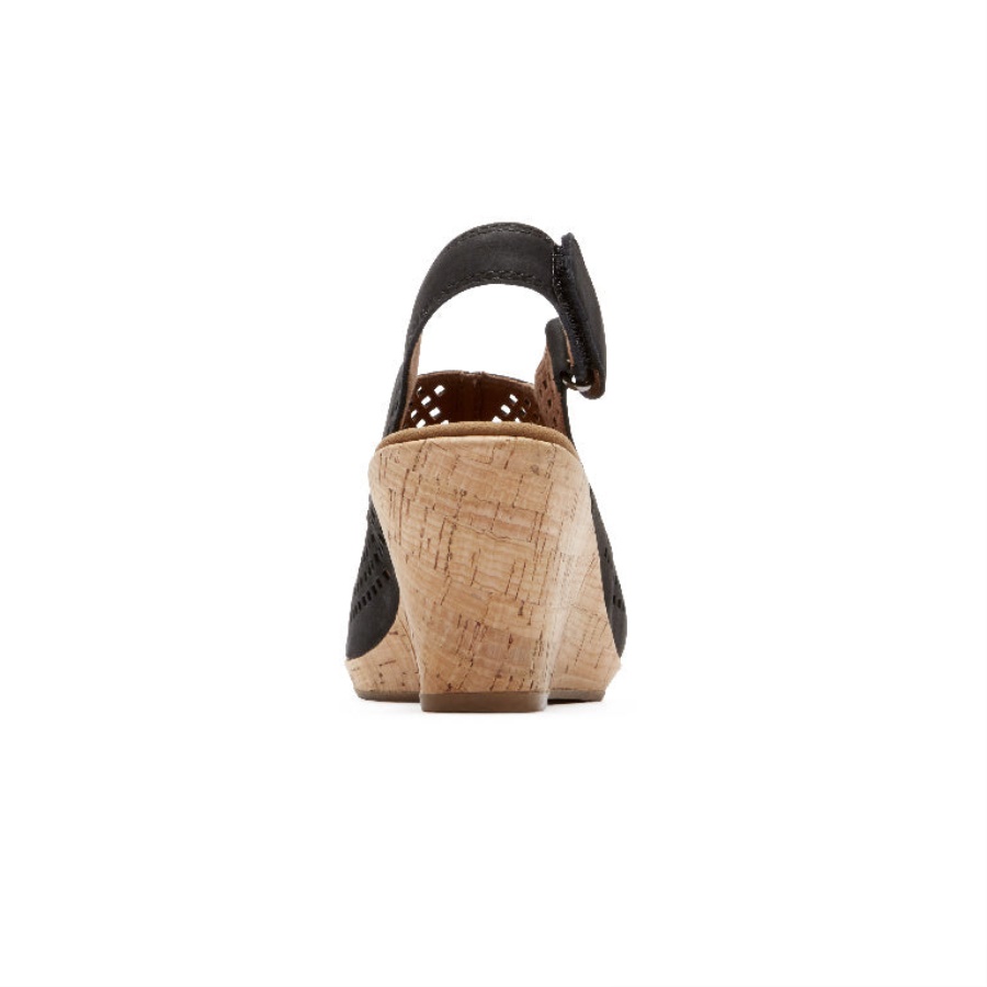 Rockport Dame Briah Perf Sling Sandal Svart Nubuck
