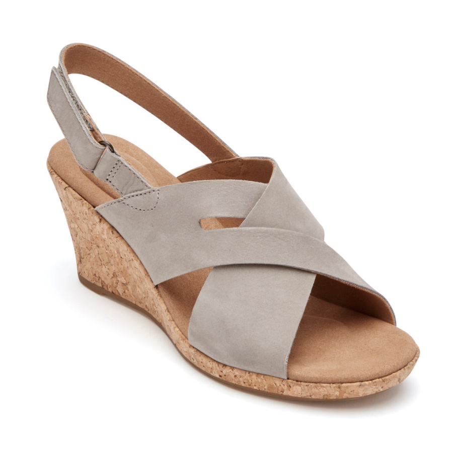 Rockport Kvinners Briah Slot Slingback Sandal Dove Nubuck