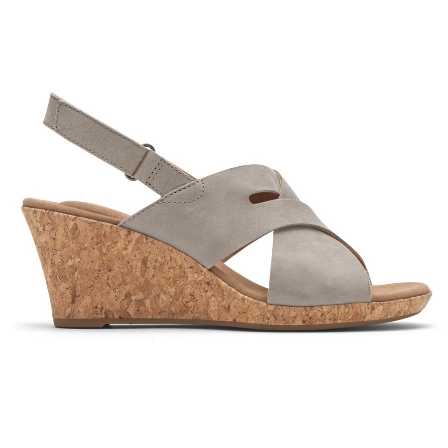 Rockport Kvinners Briah Slot Slingback Sandal Dove Nubuck