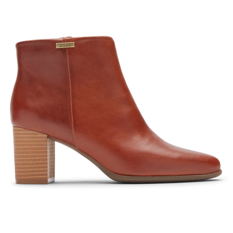Rockport Dames Camdyn Bootie Tan Skinn Vanntett