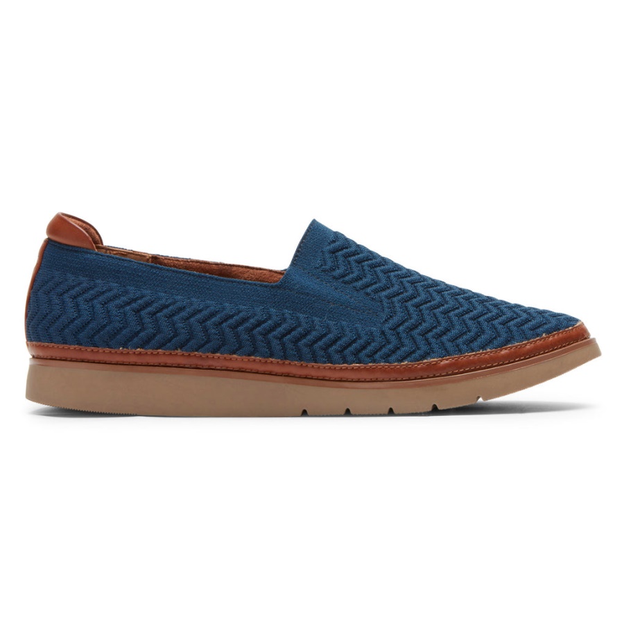Rockport Dame Cobb Hill Camryn Slip-on Stein Blå Tekstil øko