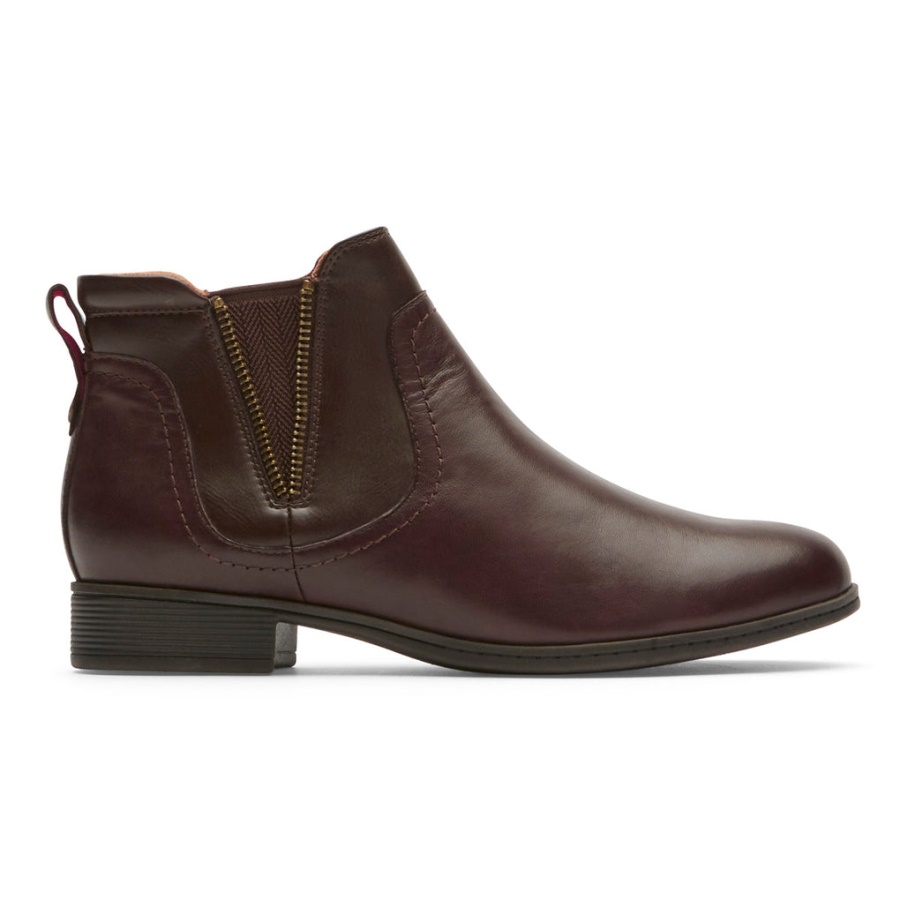 Rockport Kvinners Crosbie Gore Bootie Brun
