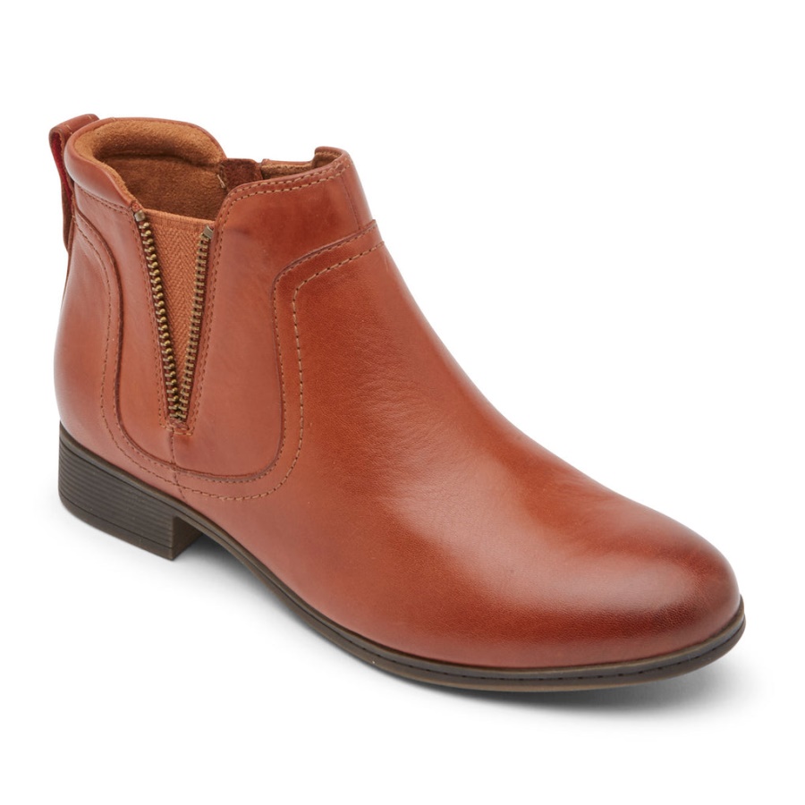 Rockport Kvinners Crosbie Gore Bootie Toffee Tan