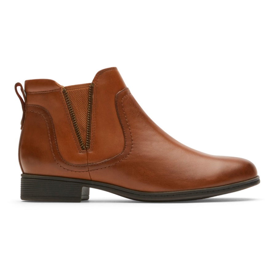 Rockport Kvinners Crosbie Gore Bootie Toffee Tan