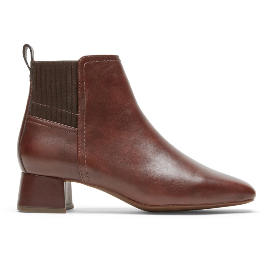 Rockport Kvinners Deidra Bootie Cognac Lthr