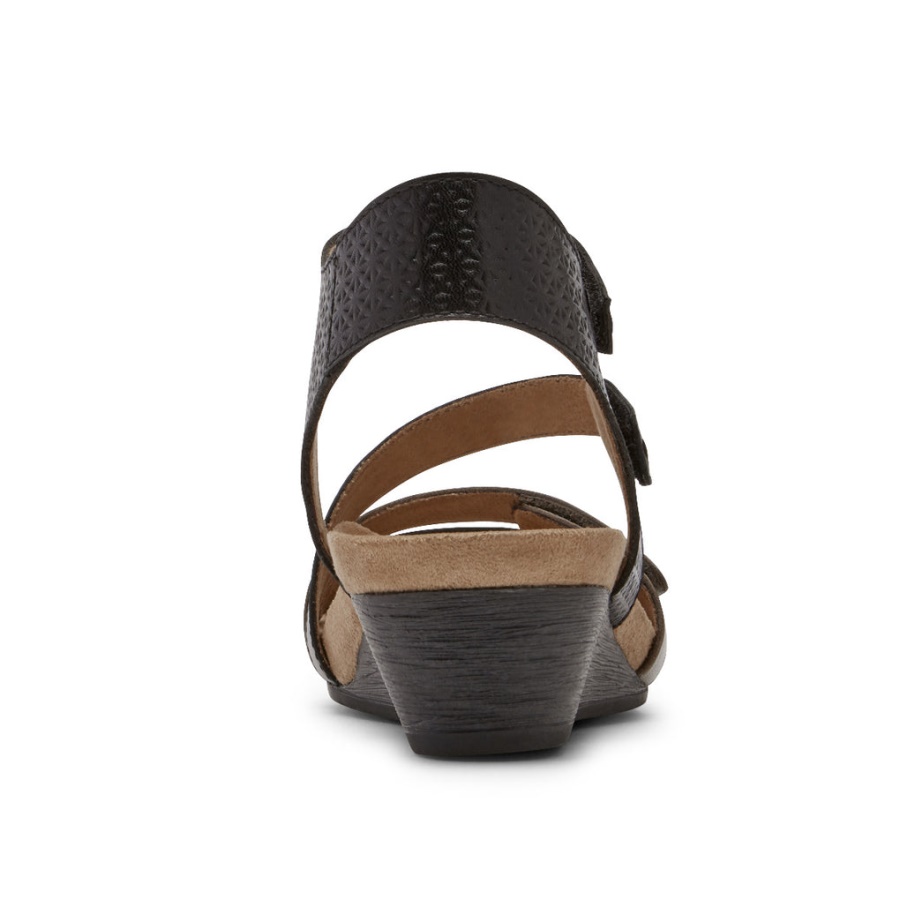 Rockport Kvinners Hollywood 4-stropper Sandal Svart Multi