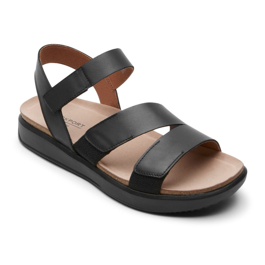 Rockport Dame Kells Bay 3-stropper Sandal Svart