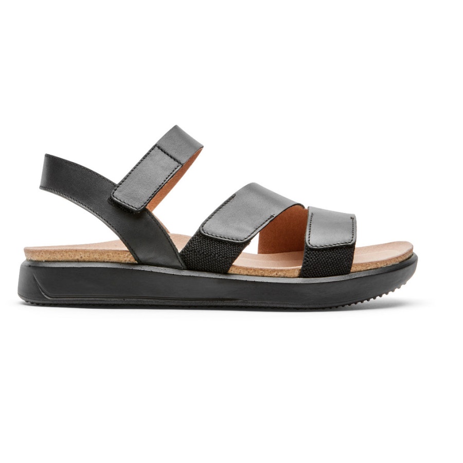 Rockport Dame Kells Bay 3-stropper Sandal Svart