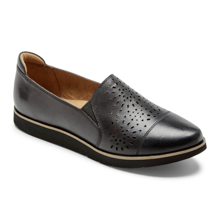 Rockport Kvinners Laci Twin-gore Slip-on Svart Skinn