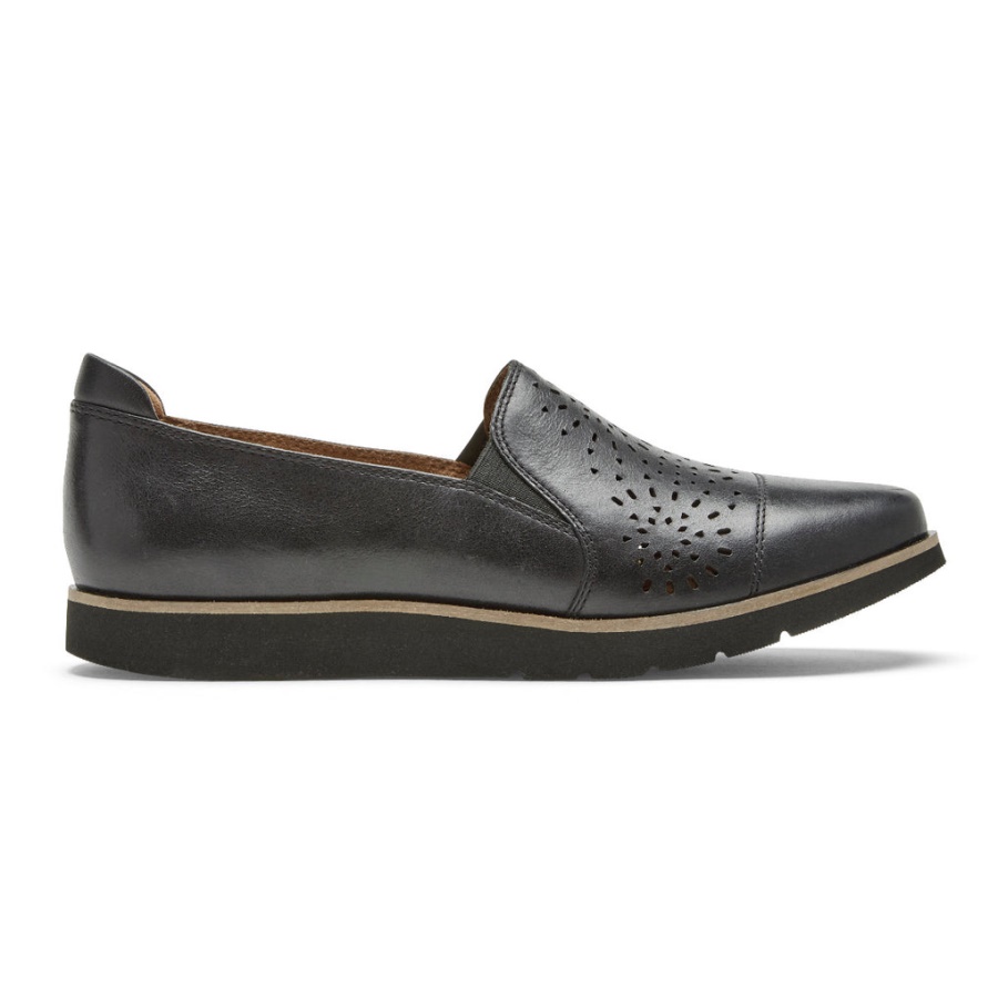 Rockport Kvinners Laci Twin-gore Slip-on Svart Skinn